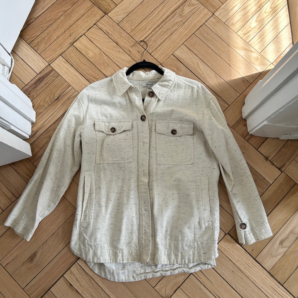 Madewell Cream Flecked Button-Up Shirt Jacket